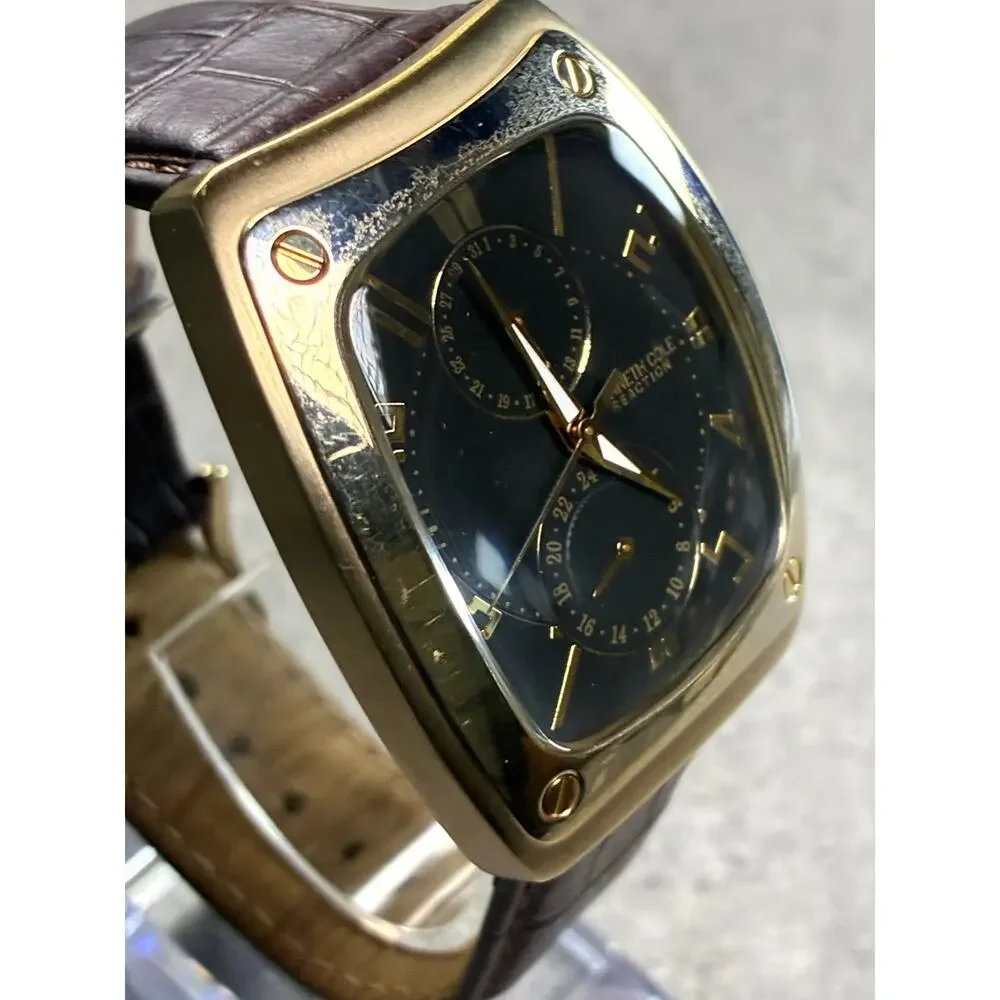 Kenneth Cole Reaction Men's Multi‑Function Watch Gold Rectangular 37mm Working